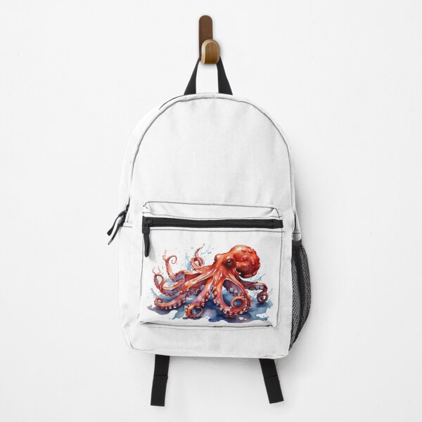 Item preview, a red octopus as a digital watercolor designed and sold by Rose Design & Photos.