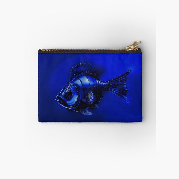Item preview, Metal Look Fish - Minimalist Steampunk Fish in a Dark Blue Ocean  designed and sold by Beachy.