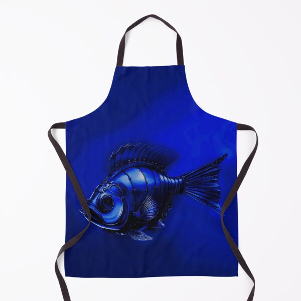 Item preview, Metal Look Fish - Minimalist Steampunk Fish in a Dark Blue Ocean designed and sold by Beachy.