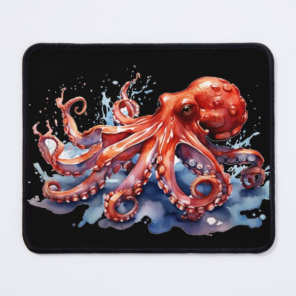 Item preview, a red octopus as a digital watercolor designed and sold by Rose Design & Photos.
