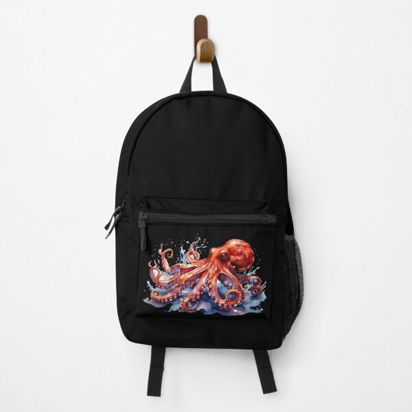Item preview, a red octopus as a digital watercolor designed and sold by Rose Design & Photos.