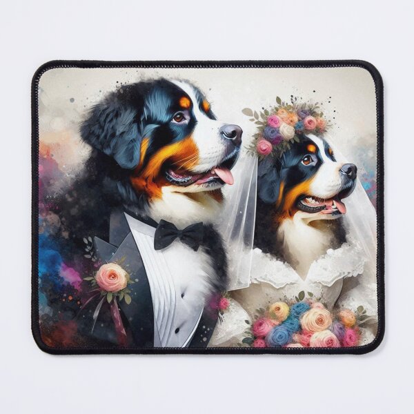 Item preview, Just Married Bernese Mountain Dog Couple designed and sold by Wags & Tails.