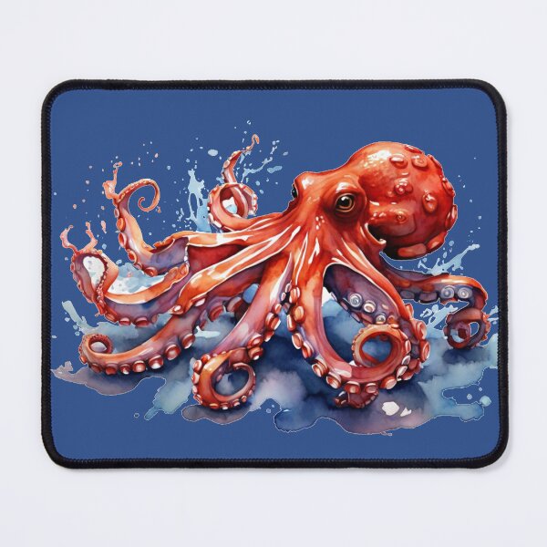 Item preview, a red octopus as a digital watercolor designed and sold by Rose Design & Photos.
