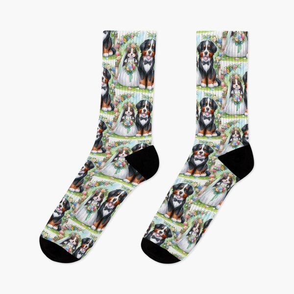 Item preview, Just Married Cute Bernese Mountain Dog Couple designed and sold by Wags & Tails.