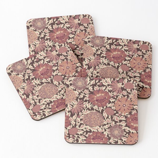 Item preview, Retro Chrysanthemums, Brown on dark brown background designed and sold by Alex  Blud.