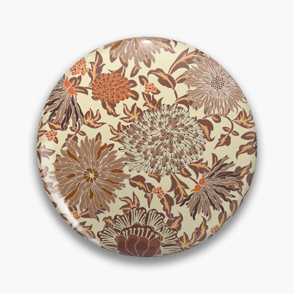 Item preview, Retro Chrysanthemums, Brown on light yellow background designed and sold by Alex  Blud.