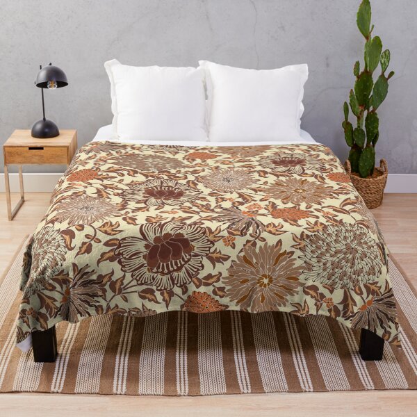 Item preview, Retro Chrysanthemums, Brown on light yellow background designed and sold by Alex  Blud.