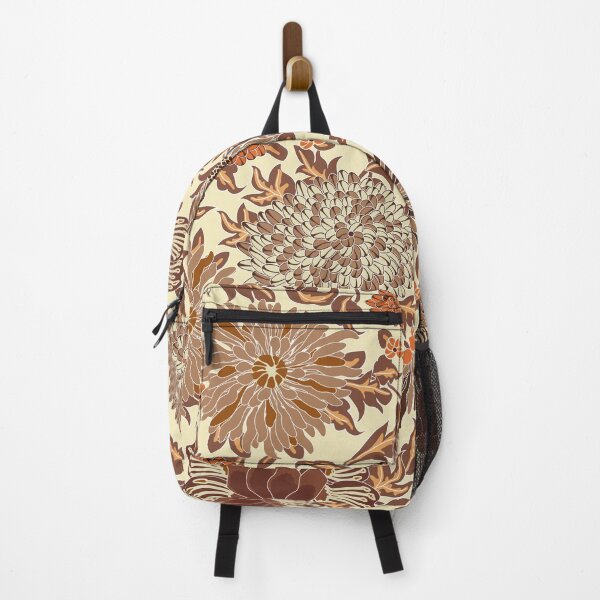 Item preview, Retro Chrysanthemums, Brown on light yellow background designed and sold by Alex  Blud.