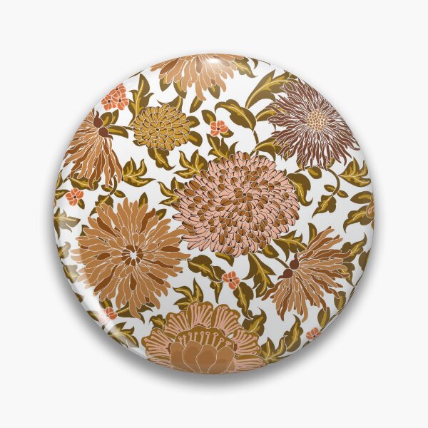Item preview, Retro Chrysanthemums, Light brown on white background designed and sold by Alex  Blud.