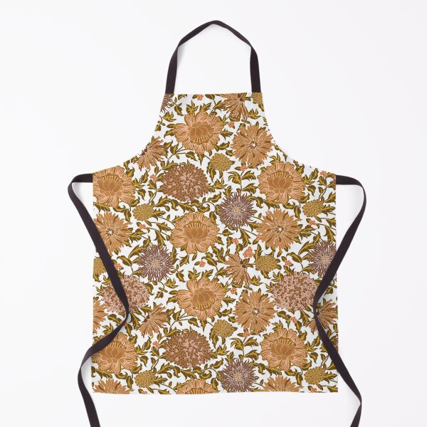 Item preview, Retro Chrysanthemums, Light brown on white background designed and sold by Alex Blud.