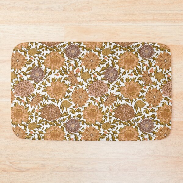 Item preview, Retro Chrysanthemums, Light brown on white background designed and sold by Alex  Blud.