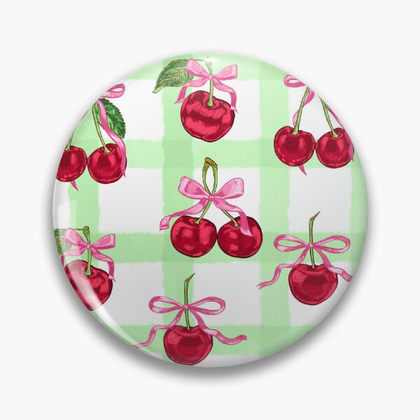 Item preview, Green Gingham Bowed Cherries designed and sold by MaiZephyr.