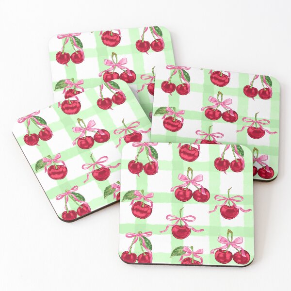 Item preview, Green Gingham Bowed Cherries designed and sold by MaiZephyr.