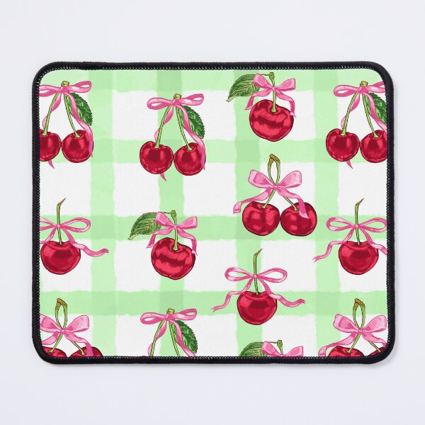 Item preview, Green Gingham Bowed Cherries designed and sold by MaiZephyr.