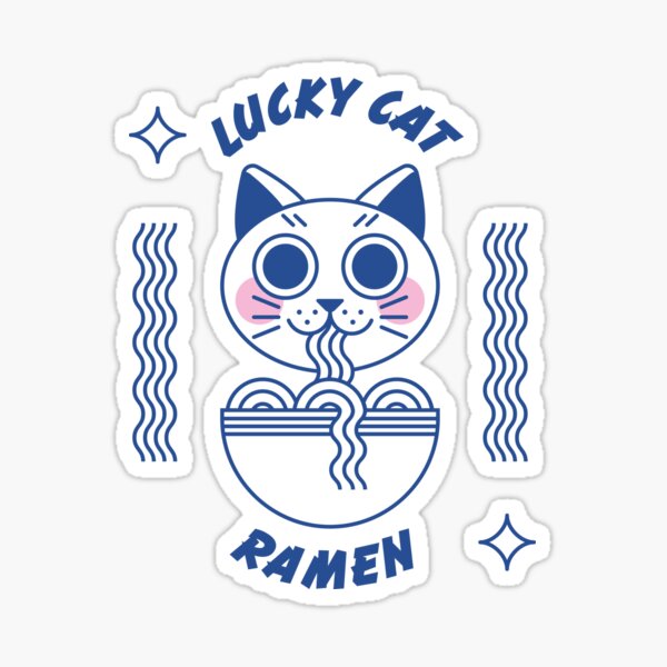 Vista previa del artículo con la obra «Ramen de gato de la suerte», diseñado y vendido por geeksarecoolco.