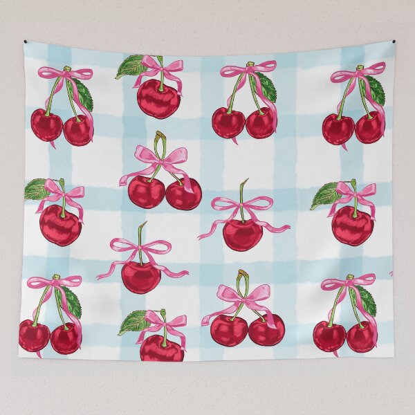 Item preview, Blue Gingham Coquette Cherries designed and sold by MaiZephyr.