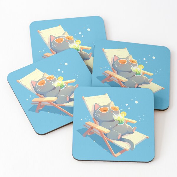 Item preview, Chill Cat Sipping Icy Juice on Sunbed designed and sold by Windy-market.