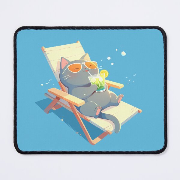 Item preview, Chill Cat Sipping Icy Juice on Sunbed designed and sold by Windy-market.