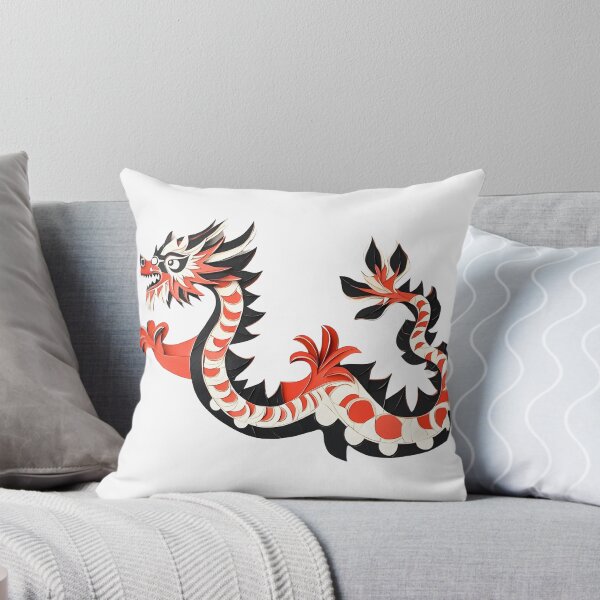 Item preview, Red chinese dragon posing in paper cut style illustration designed and sold by kororoart.