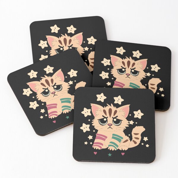 Item preview, Cute Adorable Cat - Quirky Starry Design - Grumpy Cat with Mismatched Socks designed and sold by ArtfullyJua.