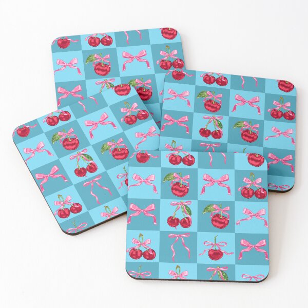 Item preview, Blue Cherries and Bows Checker designed and sold by MaiZephyr.