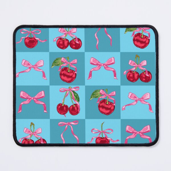 Item preview, Blue Cherries and Bows Checker designed and sold by MaiZephyr.