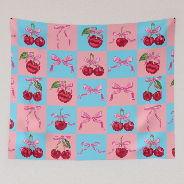 Item preview, Coquette Cherry and Bows Check designed and sold by MaiZephyr.