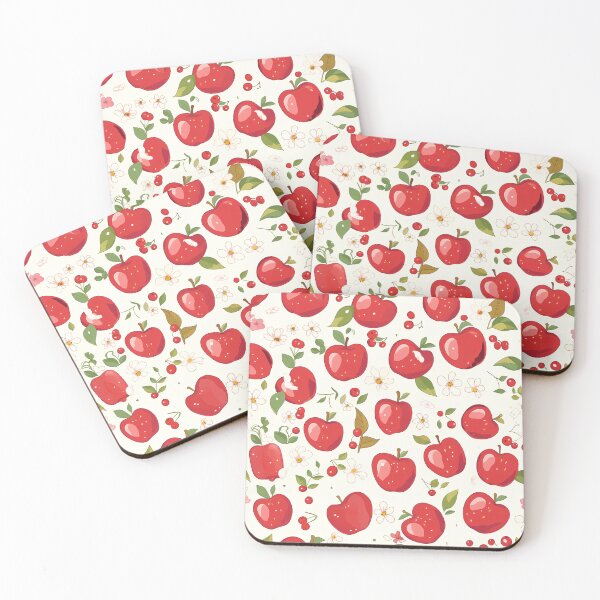 Item preview, Bright Red Apple Seamless Pattern with Green Leaves and Blossoms designed and sold by Windy-market.