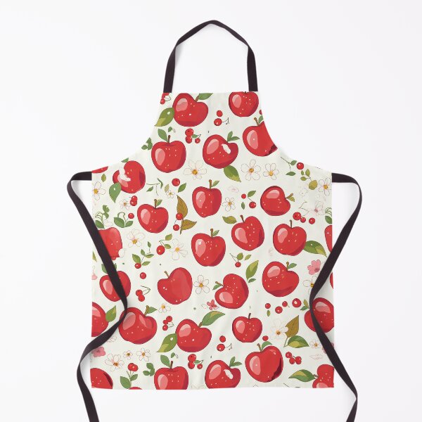 Item preview, Bright Red Apple Seamless Pattern with Green Leaves and Blossoms designed and sold by Windy-market.