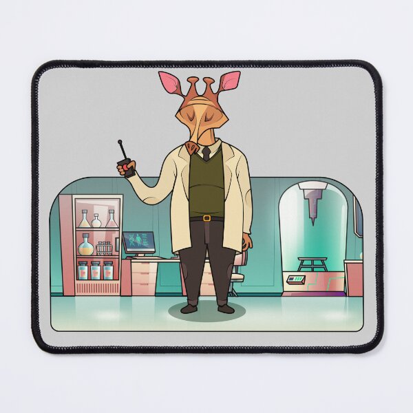 Item preview, Crazy Scientist Giraffe Cartoon Animal on Chemistry Lab designed and sold by Roentgenie.