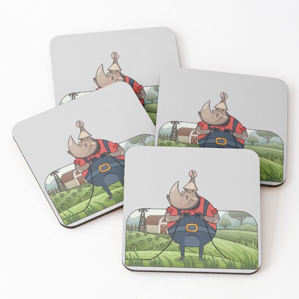 Item preview, Diligent Farmer Rhino Cartoon Animal on Rural Farmland designed and sold by Roentgenie.