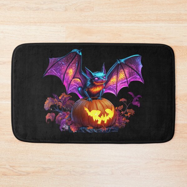 Item preview, A mischievous bat vampire on Halloween under the pumpkin lights. designed and sold by DigitalArtByNow.