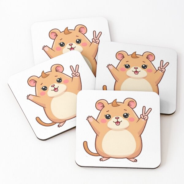 Item preview, Adorable Hamster Holding Up Peace Sign - Minimal Illustration designed and sold by CrownedCanvas.