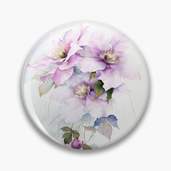 Item preview, Watercolor purple Clematis growing upword alone designed and sold by DariyaDell.