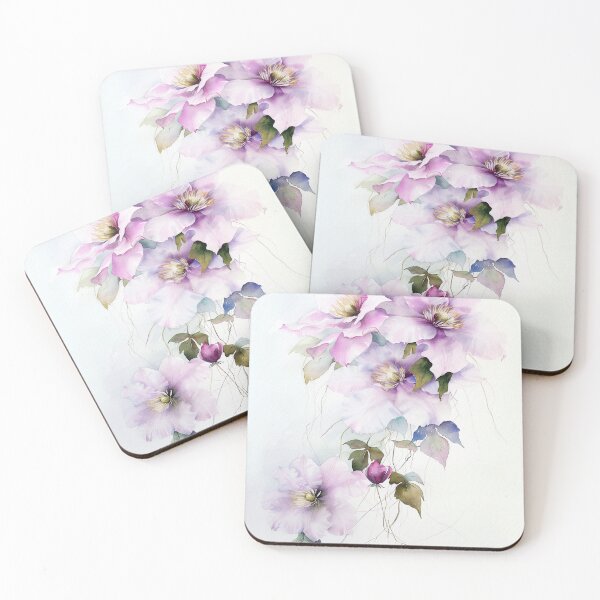 Item preview, Watercolor purple Clematis growing upword alone designed and sold by DariyaDell.