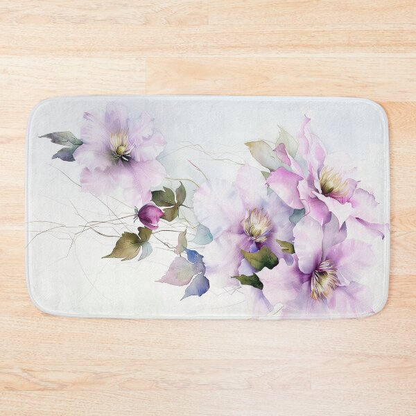 Item preview, Watercolor purple Clematis growing upword alone designed and sold by DariyaDell.