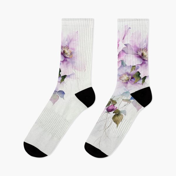 Item preview, Watercolor purple Clematis growing upword alone designed and sold by DariyaDell.