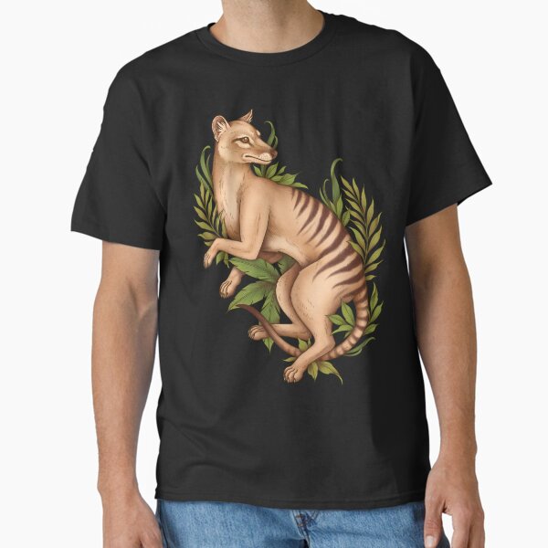 Item preview, Thylacine Art Tasmanian Tiger Cryptid Tasmanian Wolf Fern Cryptozoology Canine Mystery Extinct Animal Furry Therian Forestcore Vintage Art print Oldschool Art designed and sold by Veymoth.