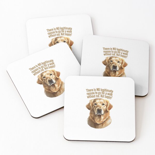 Item preview, serious golden retriever dog head shot, unhappy not going for a walk designed and sold by planetgolden.