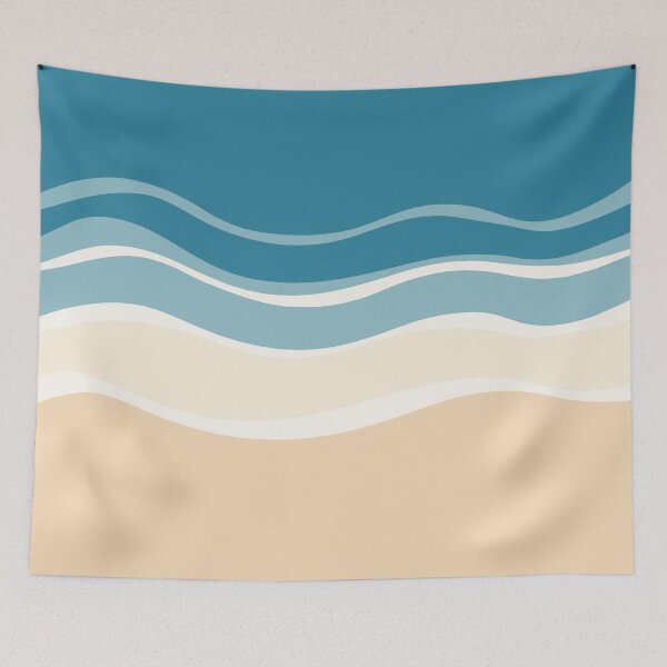 Item preview, A design of a pattern where waves meet the sandy shore, incorporating beige and blue tone. designed and sold by HEMRO.