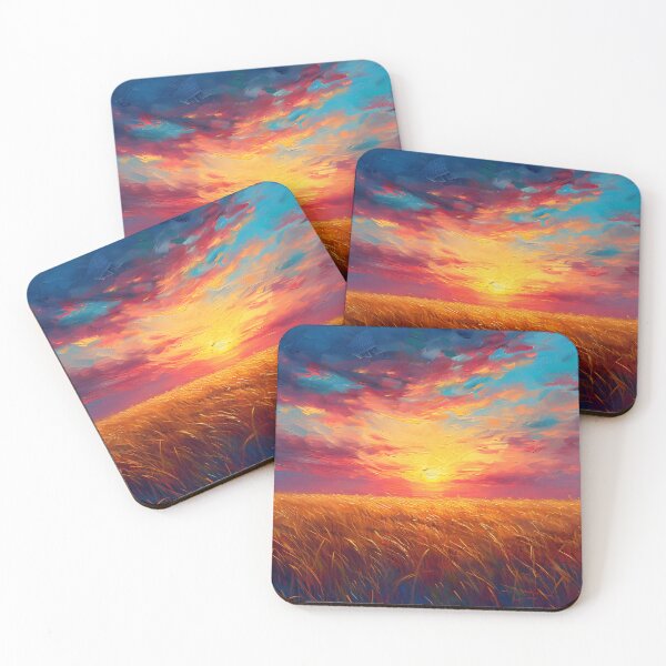 Item preview, Impressionism - Sunset Over the Wheat Fields designed and sold by KootenayDesigns.