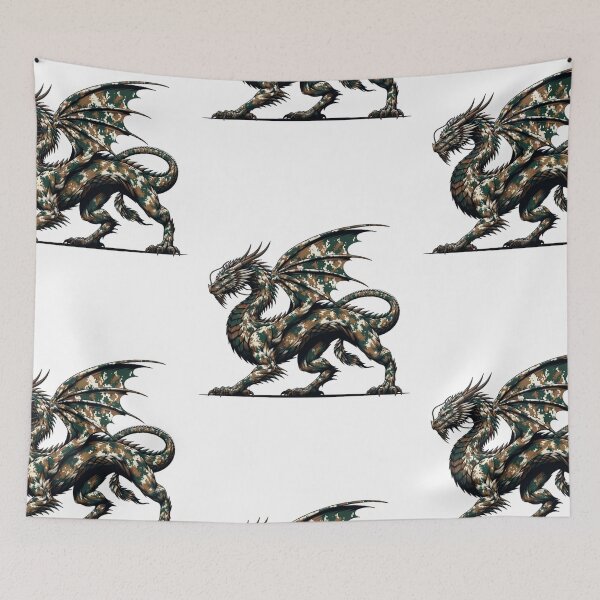 Item preview, Digital Camouflaged Winged Fire Breathing Dragon Legendary Animal  designed and sold by kylmllr101684.