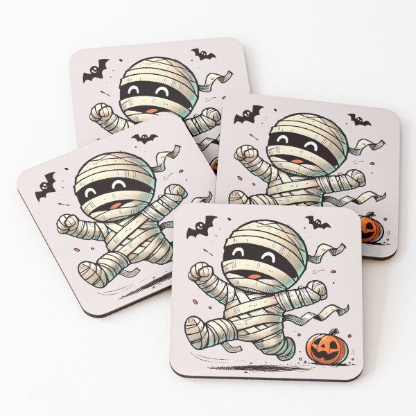 Item preview, Cute Halloween Mummy Cartoon with Pumpkin and Bats designed and sold by ibobo4656.
