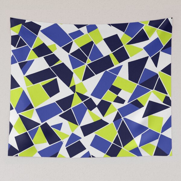 Item preview, Geodesic Geometric Abstract Art 2 Blue and Lime Yellow designed and sold by taiche.