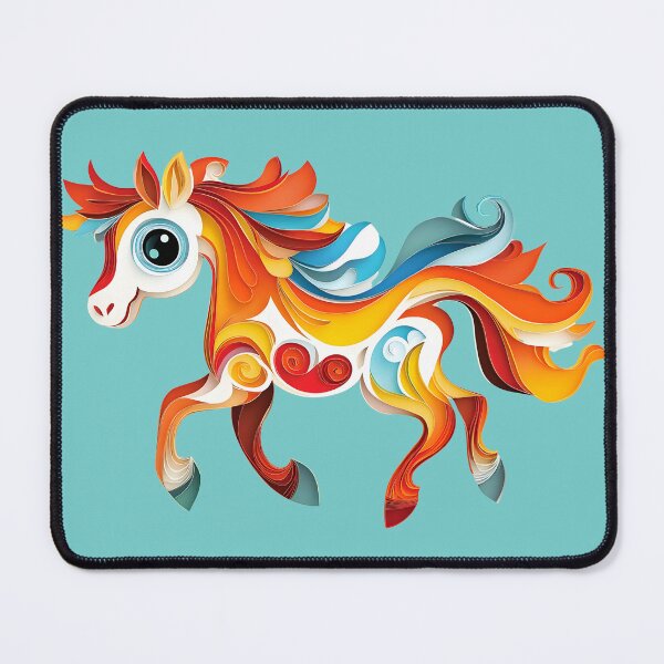 Item preview, Colorful paper horse running with flowing mane and tail designed and sold by kororoart.