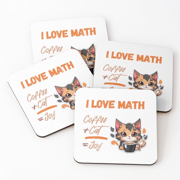 Item preview, I love math – Coffee+Cat=Joy - a funny fall season design for cat lovers, for coffee lovers, for math lovers designed and sold by WorldByEsi.