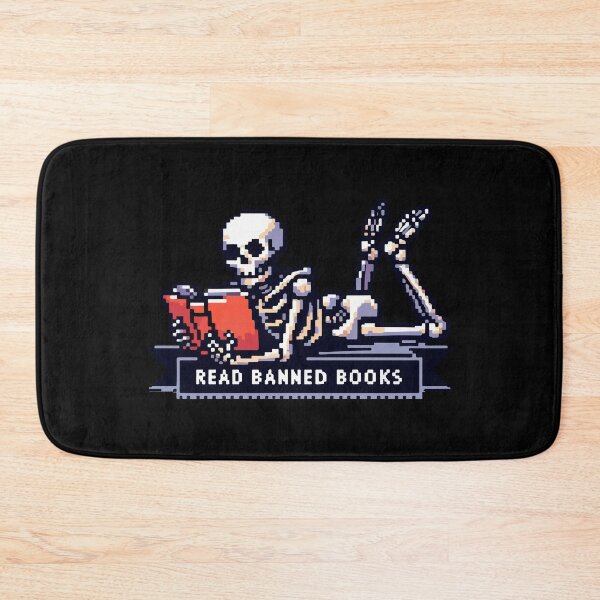 Item preview, Read Banned Books Skeleton Pixel Art designed and sold by TomFrontierArt.