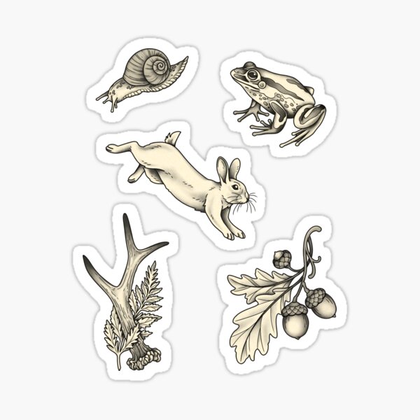 Item preview, Cute Forestcore Art Fern Snail Bunny Antler Frog Toad Cottagecore Fairy Grunge Fairycore Witchcraft Grimoire Woods Mosscore Green Witch Therian Furry designed and sold by Veymoth.
