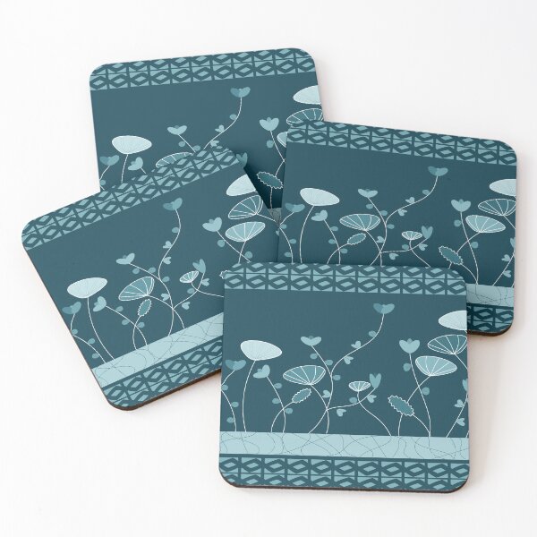 Item preview, Seamless pattern with stylized flowers and leaves in green colors designed and sold by wonghong.