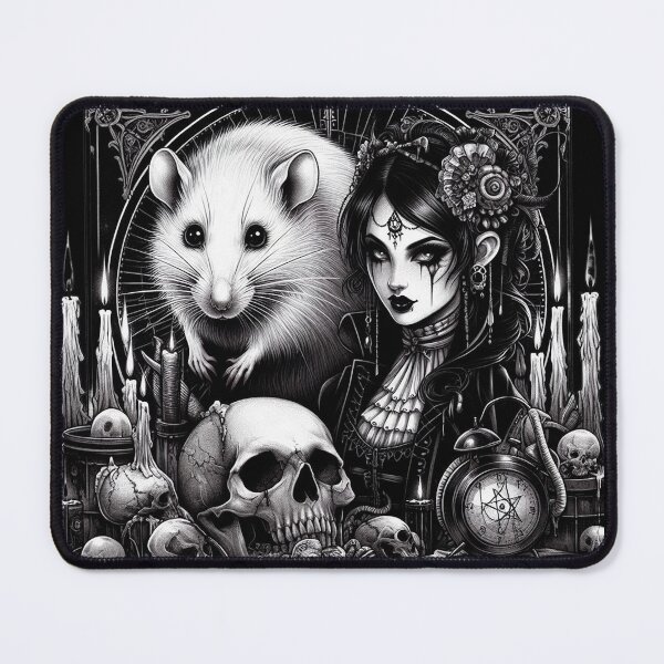 Item preview, White rat with goth girl designed and sold by BatsAndRats.